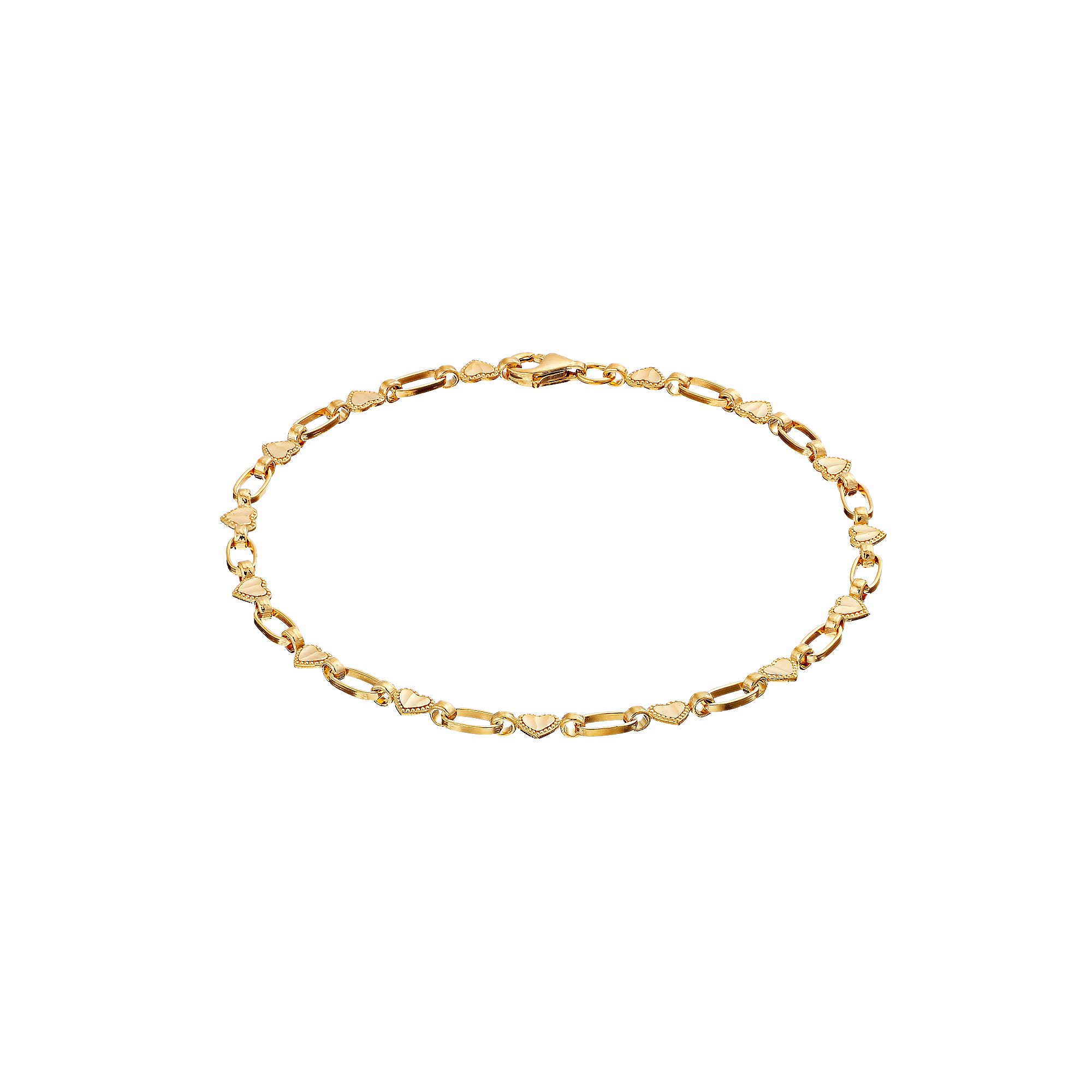 Kristen Kesho Sterling Silver Diamond Cut Heart Link Chain Bracelet, Women