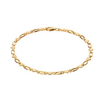 Kristen Kesho Sterling Silver Diamond Cut Heart Link Chain Bracelet