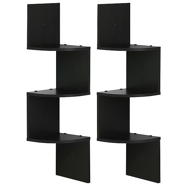 Furinno 2fr16126ex 3 Tier Wall Mount, Square Wood Corner Shelves Wall Mount