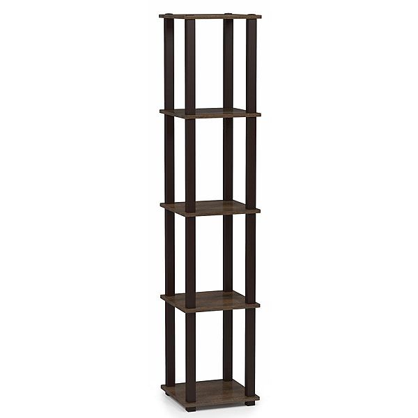 Furinno 18026WN/BR TurnSTube 5Tier Corner Square Rack Display Shelf