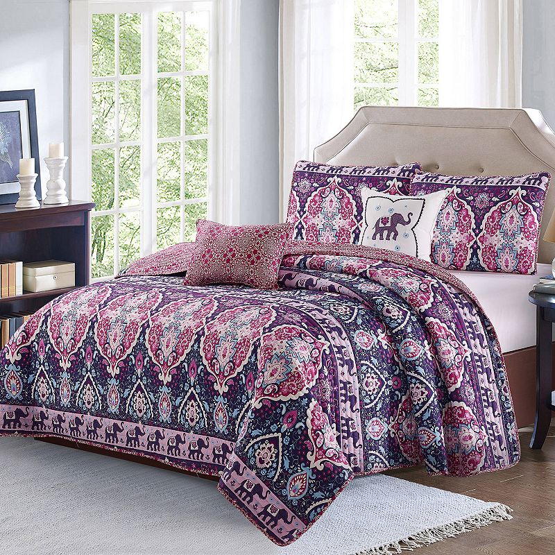 Girls Harper Lane Victoria 4-piece Quilt Set, Purple, Full/Queen