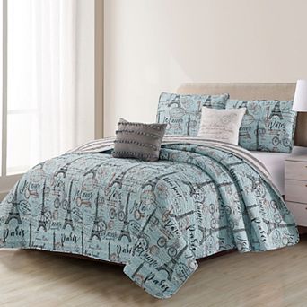 Girls Harper Lane Travel to Paris 5 pc Quilt Set