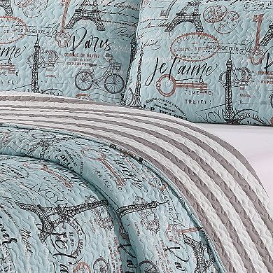 Travel to Paris Quilt Set with Shams