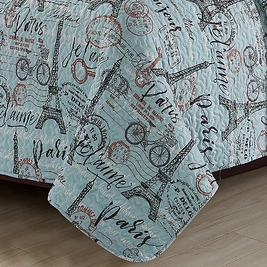 Travel to Paris Quilt Set with Shams