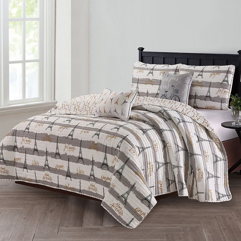 48821042 Girls Harper Lane Bonjour Paris 5-piece Quilt Set, sku 48821042