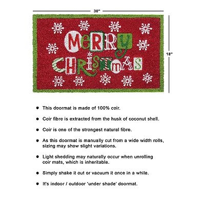 RugSmith Flakes Merry Christmas Doormat - 18'' x 30''