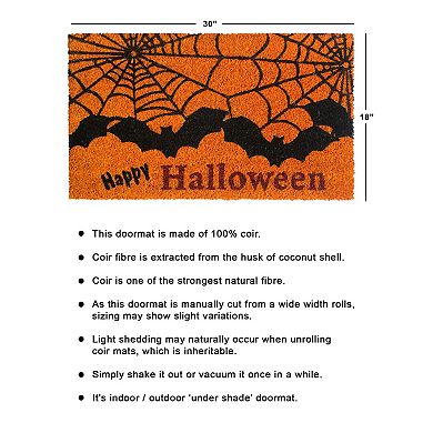 RugSmith Happy Halloween Bat Doormat - 18'' x 30''