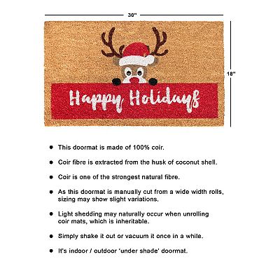RugSmith Happy Holidays Reindeer Doormat - 18'' x 30''
