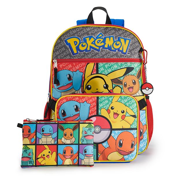 Pokemon Pikachu Charmander 16 Inch School Backpack and Attachable Pokeball Lunch  Bag