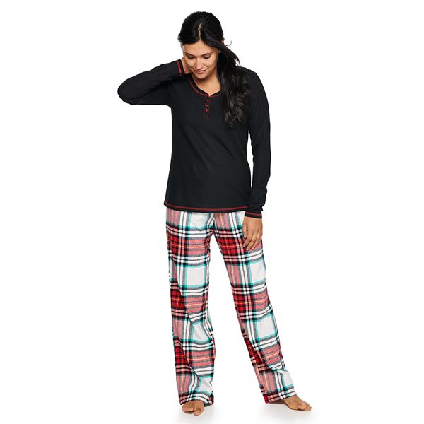 Women's Sonoma Goods For Life® Henley Pajama Top & Flannel Pajama Pants Set