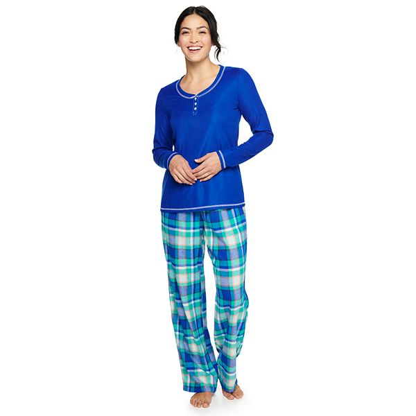 Petite Sonoma Goods For Life® Henley Pajama Top & Flannel Pajama Pants Set