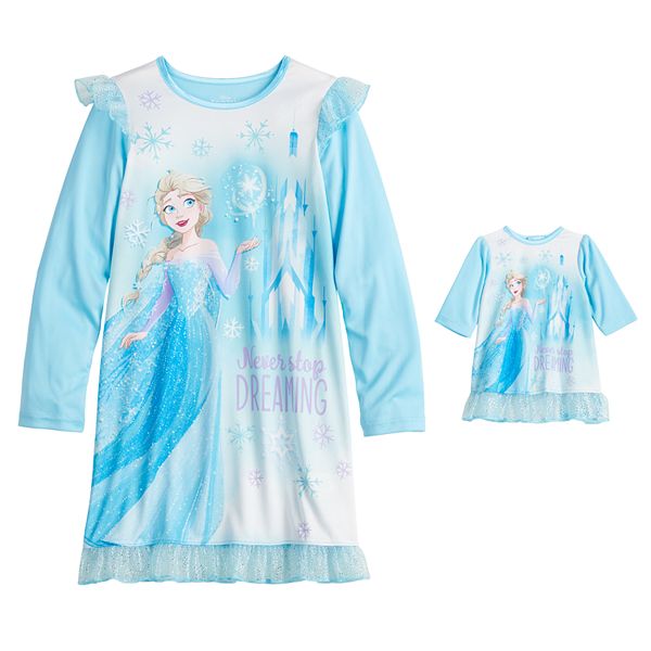 Disney s Frozen Girls 4 8 Elsa Queen Dorm Nightgown Matching