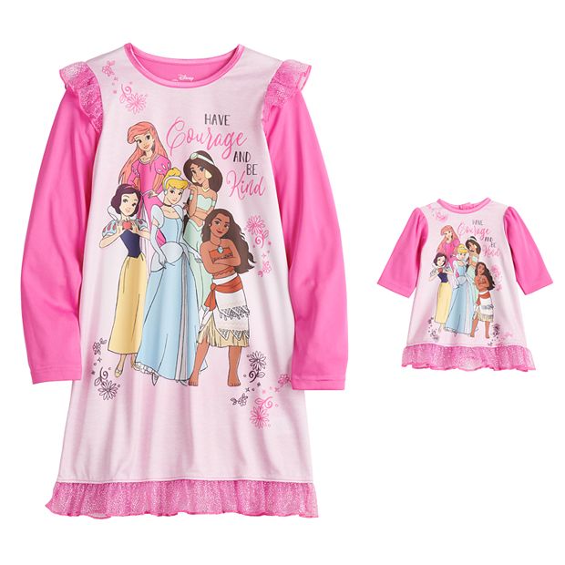 Disney Princess Girls 4 8 Courage Dorm Nightgown Matching Doll Gown