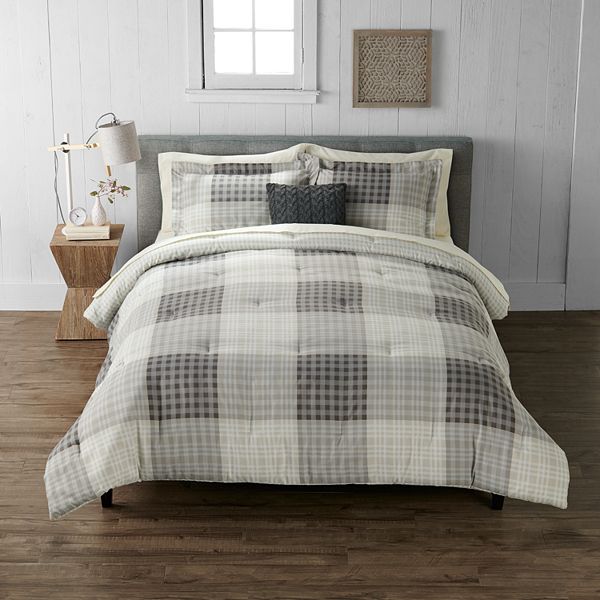 Cuddlduds kohls NEW TWIN sheet set gray plaid, soft and cozy warm 3 ...