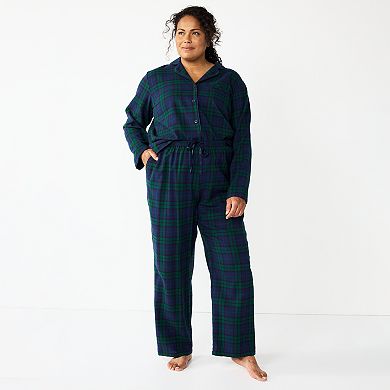 Plus Size Croft & Barrow® Flannel Long Sleeve Pajama Shirt & Pajama ...