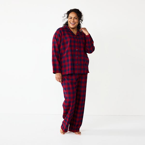 Plus Size Croft & Barrow® Flannel Long Sleeve Pajama Shirt & Pajama ...