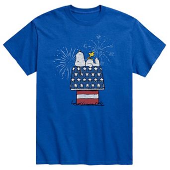 Men's Peanuts Snoopy Dog House Fireworks Tee