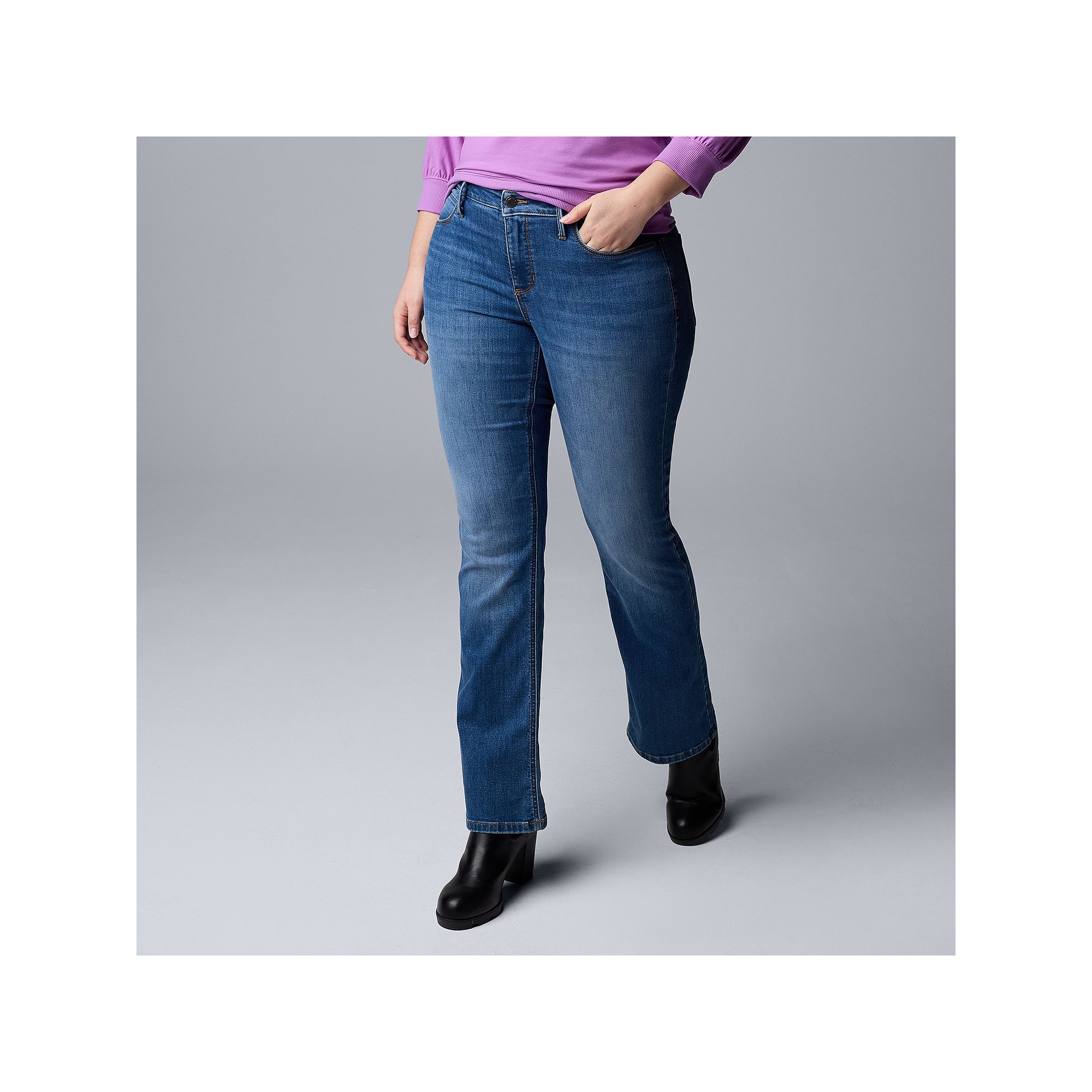 Womens Simply Vera Vera Wang Stretch Bootcut Jeans, Size: 0, Blue Peyton