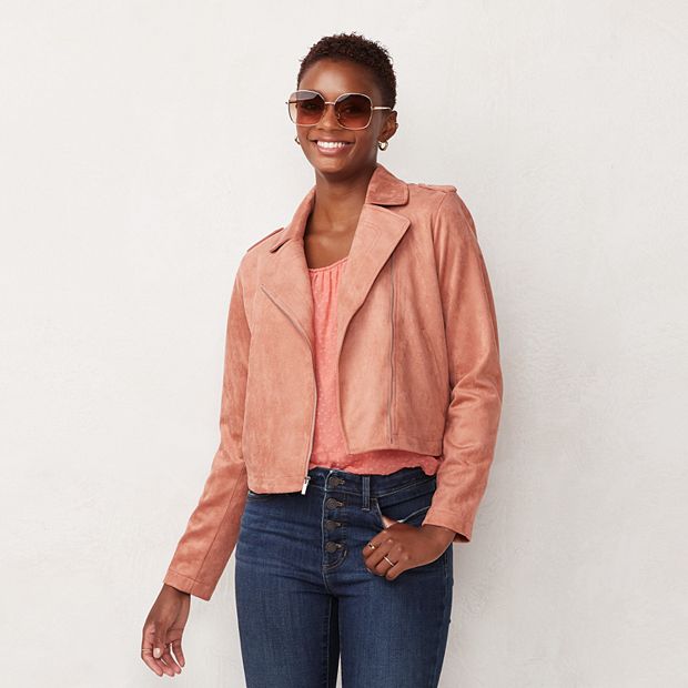 LC LAUREN CONRAD Faux Suede Runway Collection Moto Jacket-Hushed