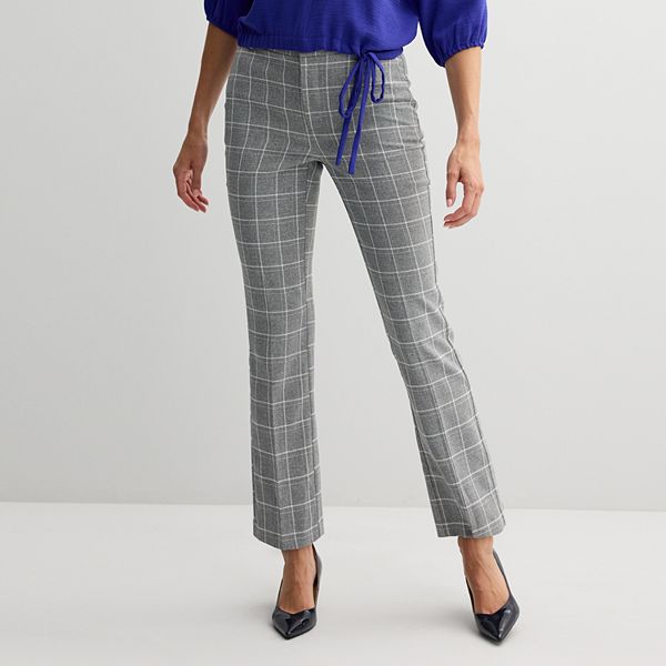 Women's Nine West Barely Bootcut Pant - Charcoal Plaid (16 SHORT)