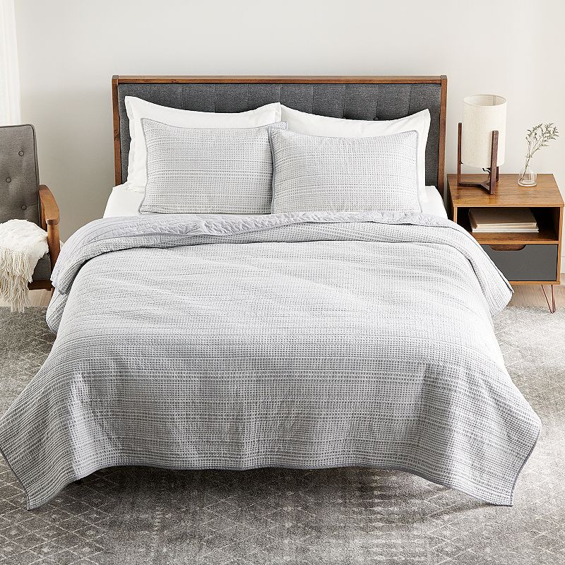 Sonoma Goods For Life New Traditions Waffle Quilt or Sham, Light Grey, King