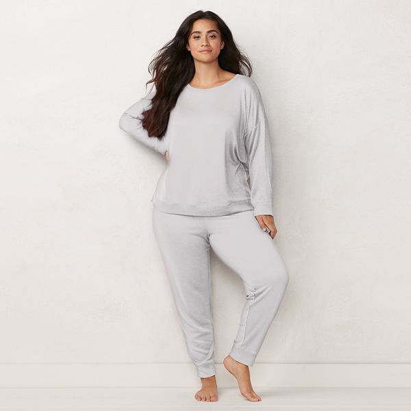 Plus Size LC Lauren Conrad Cozy Long Sleeve Pajama Top & Pajama Pants Set