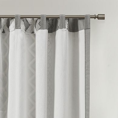 INK+IVY 1-Panel Imani Light Filtering Lined Cotton Window Curtain Panel with Chenille Stripes