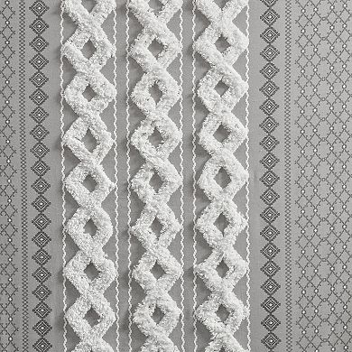 INK+IVY 1-Panel Imani Light Filtering Lined Cotton Window Curtain Panel with Chenille Stripes