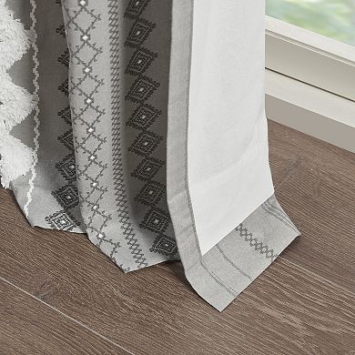 INK+IVY 1-Panel Imani Light Filtering Lined Cotton Window Curtain Panel with Chenille Stripes