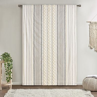 INK+IVY 1-Panel Imani Light Filtering Lined Cotton Window Curtain Panel with Chenille Stripes