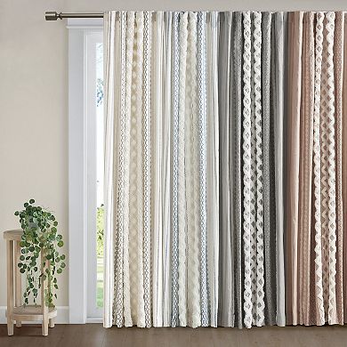 INK+IVY 1-Panel Imani Light Filtering Lined Cotton Window Curtain Panel with Chenille Stripes