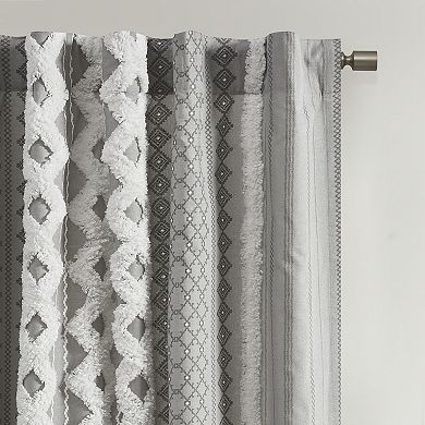 INK+IVY 1-Panel Imani Light Filtering Lined Cotton Window Curtain Panel with Chenille Stripes