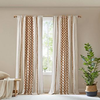 INK+IVY 1-Panel Imani Light Filtering Lined Cotton Rod Pocket Window Curtain Panel with Chenille Stripes