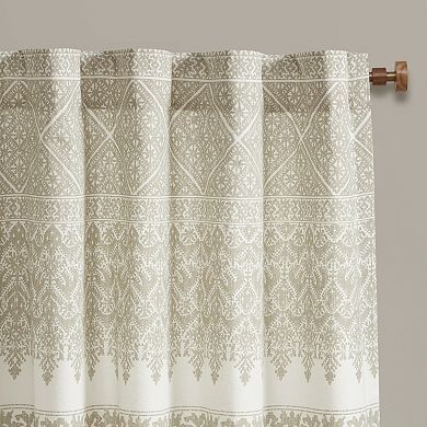 INK+IVY Mila Cotton Light Filtering Printed Window Curtain with Chenille Detail
