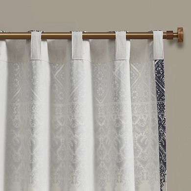 INK+IVY Mila Cotton Light Filtering Printed Window Curtain with Chenille Detail