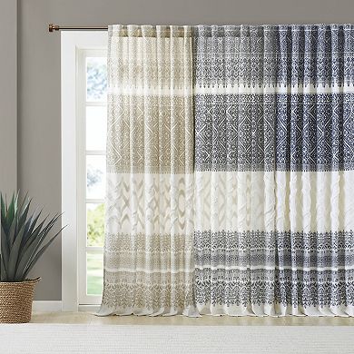 INK+IVY Mila Cotton Light Filtering Printed Window Curtain with Chenille Detail