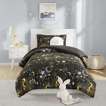 Intelligent Design Ariella Starry Sky Metallic Printed Comforter Set with Throw Pillow