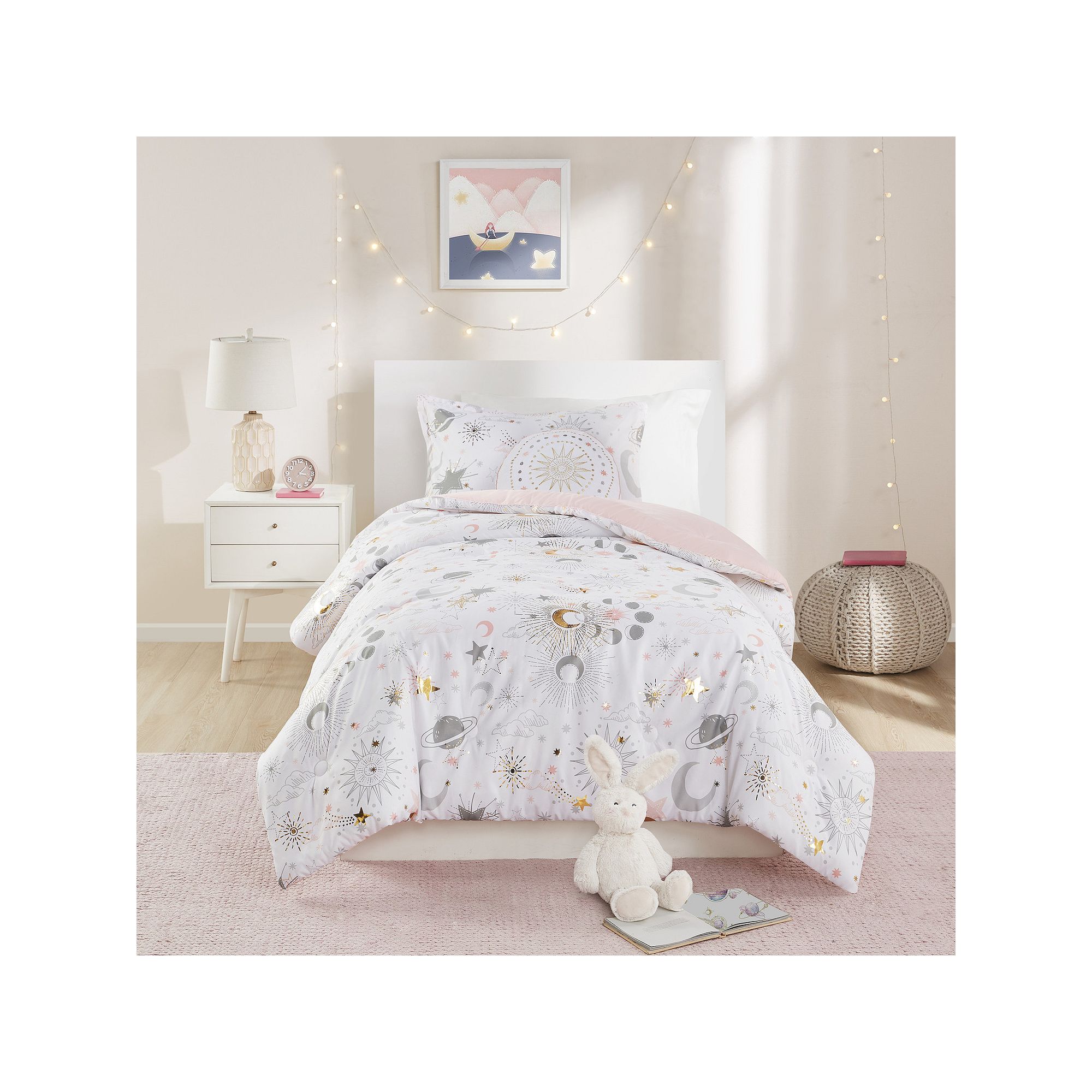 Intelligent Design Ariella Starry Sky Metallic Printed Comforter Set with T
