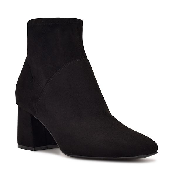 black suede boots with block heel