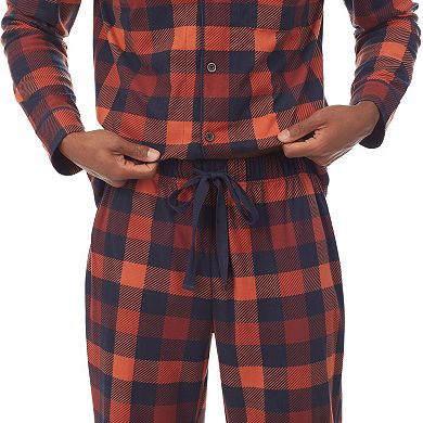 Cuddl Duds Men's Cozy Lodge 2 Pc Sweatshirt & Plaid Pajama Pants Set Blue Size X-Large