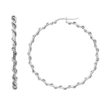 Karat Rush Sterling Silver Twisted Hoop Earrings