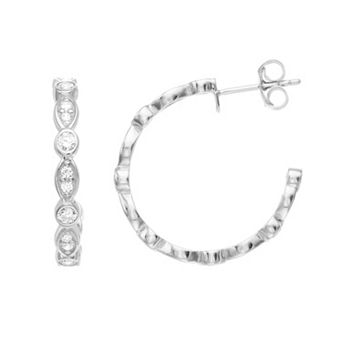 Karat Rush Sterling Silver Textured C-Hoop Earrings