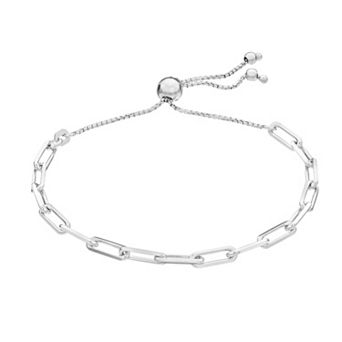 Karat Rush Sterling Silver Paper Clip Bolo Bracelet