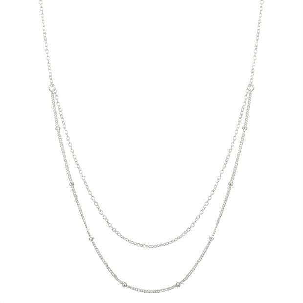 Love This Life Sterling Silver Bead Link Chain Layered Necklace