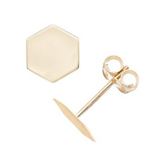 Karat Rush 14k Gold Hexagon Post Stud Earrings