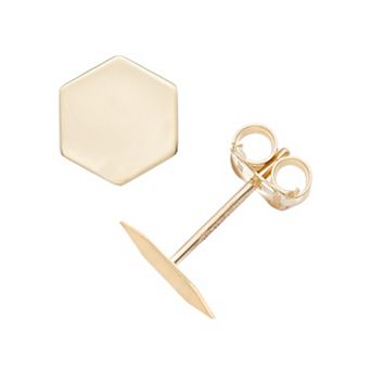 Karat Rush 14k Gold Hexagon Post Stud Earrings