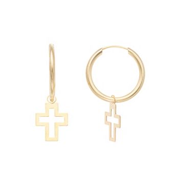 Karat Rush 14k Gold Endless Hoop Cross Earrings