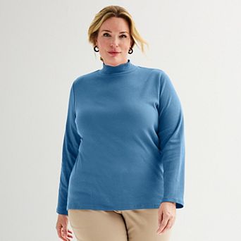 Plus Size Croft & Barrow® Essential Long-Sleeve Mockneck Top