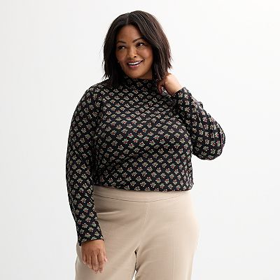 Plus Size Croft Barrow Essential Long Sleeve Mockneck Top