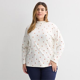 Plus Size Croft & Barrow® Essential Long-Sleeve Mockneck Top